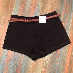 Black Linen Shorts
